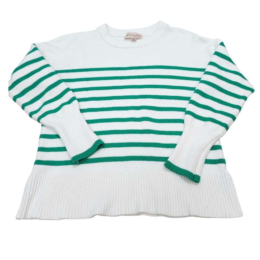 Philosophy Republic Clothing Green Striped Knit Sweater - Womens Medium